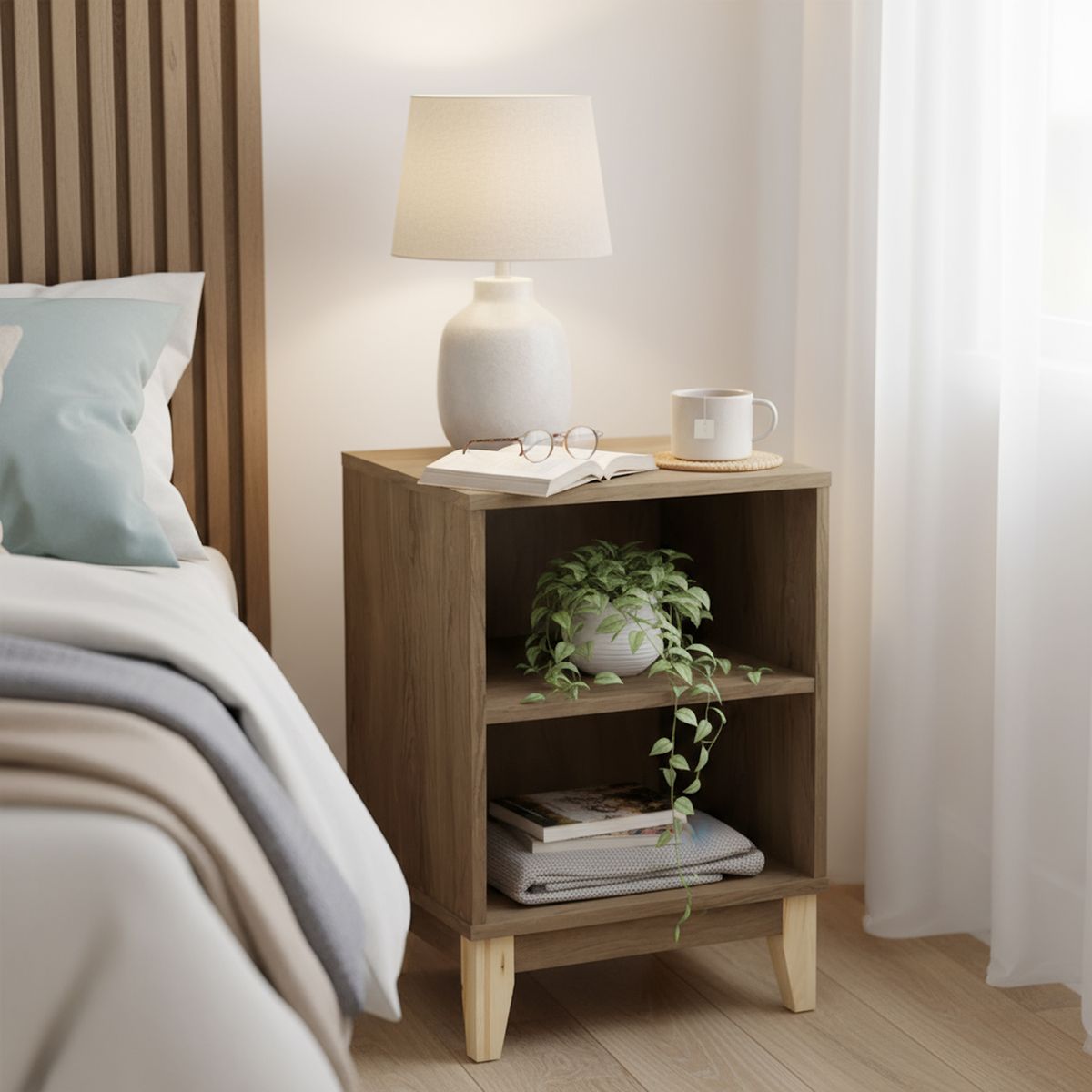 HOGA - Velador Dominga 40x57x35 cm Marron Rústico