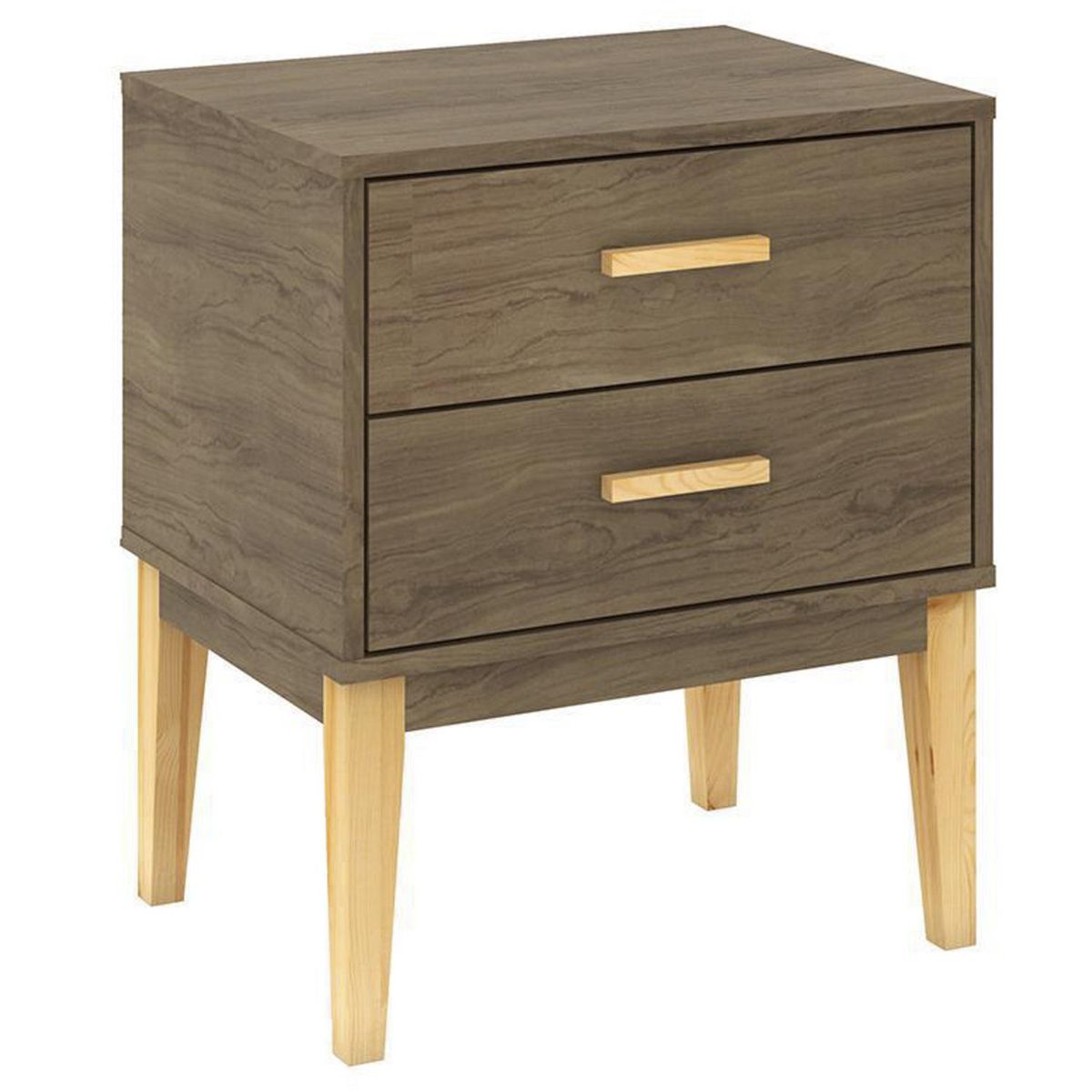 HOGA - Velador 2 Cajón(es) Lucas 50x59x38 cm Marron Rústico