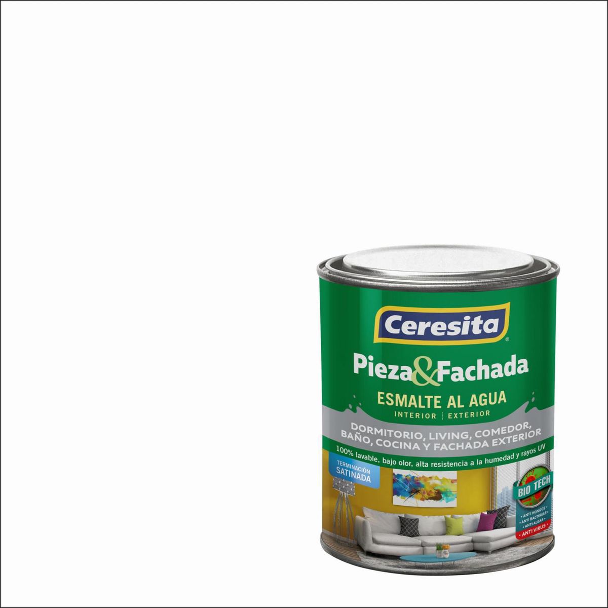 CERESITA - Esmalte al Agua Pieza y Fachada Tarro 0.25 galón(es) Satinado Blanco 
