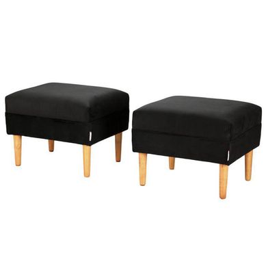 Set 2 Poufs Provenza felpa 04 Negro