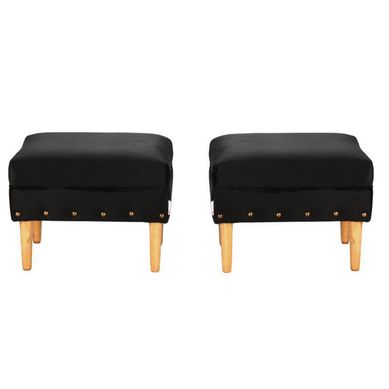Set 2 Poufs Provenza Tacha felpa 04 Negro