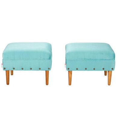 Set 2 Poufs Provenza Tacha felpa 04 Turquesa