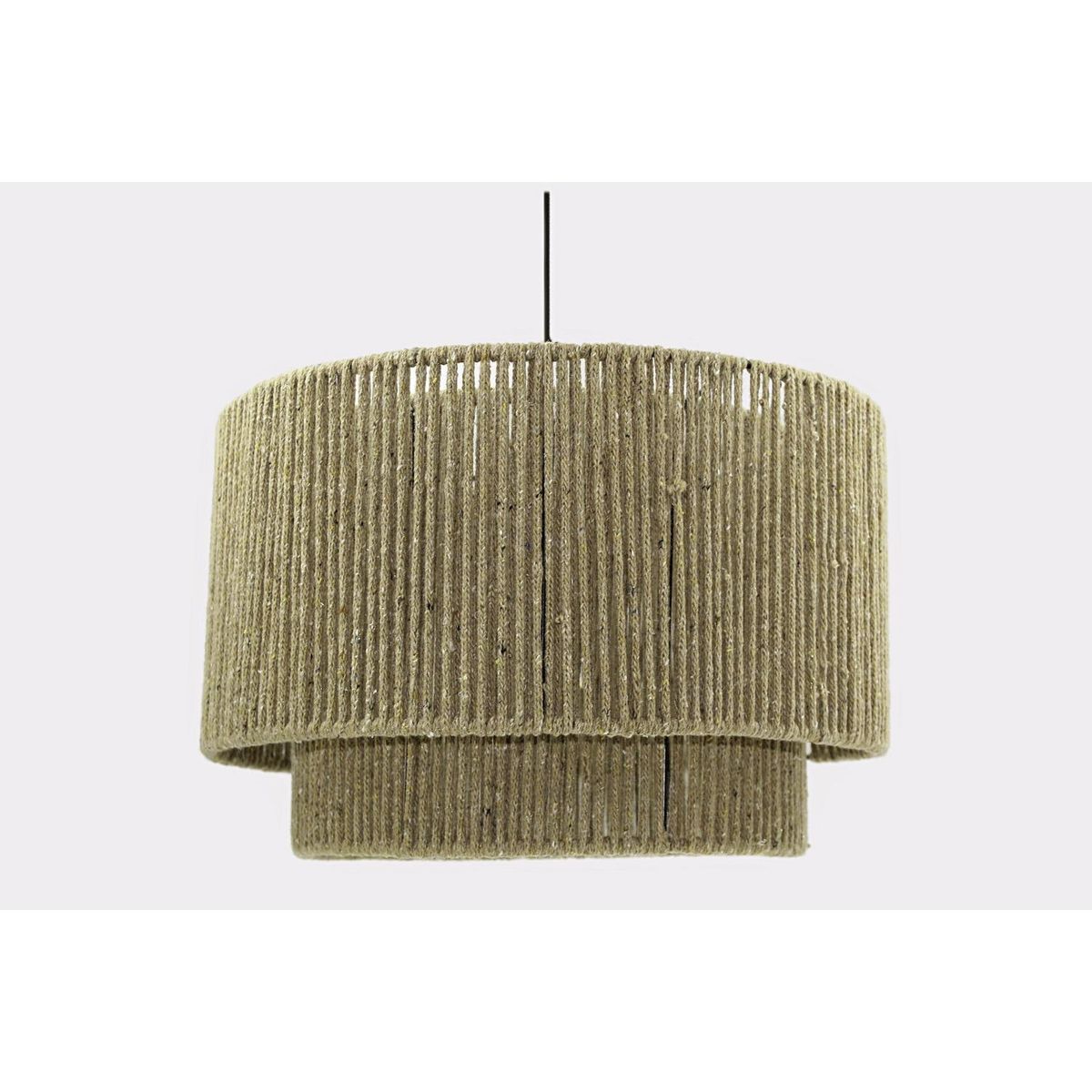 CONCEPT - Lámpara Colgante Ike Doble Tambor Tela Café