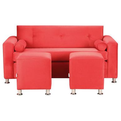 Sofa Vivo 3C  2 Poufs felpa 12 Rojo