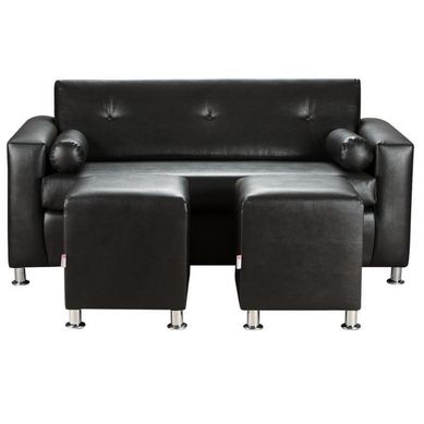 Sofa Vivo 3C  2 Poufs  PU 12 Negro
