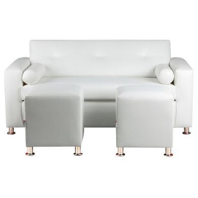 Sofa Vivo 3C  2 Poufs  PU 12 Blanco