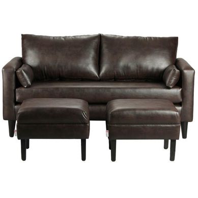 Sofa Sky 3C  2 poufs  PU 00 Chocolate