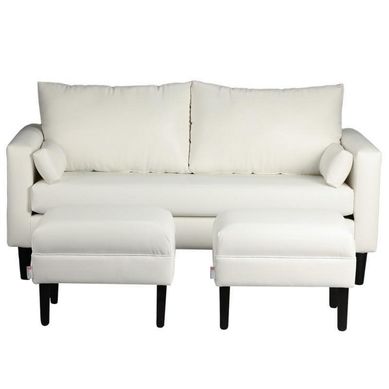 Sofa Sky 3C  2 poufs  PU 00 Blanco