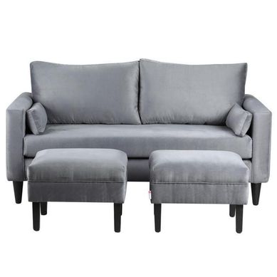 Sofa Sky 3C  2 poufs Felpa 00 Gris
