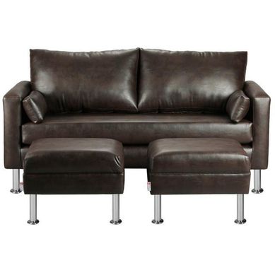 Sofa Sky 3C  2 poufs  PU 12 Chocolate