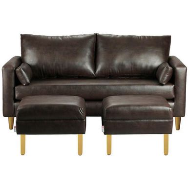 Sofa Sky 3C  2 poufs  PU 01 Chocolate
