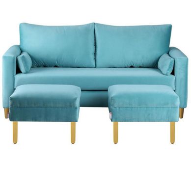 Sofa Sky 3C  2 poufs Felpa 01 Turquesa