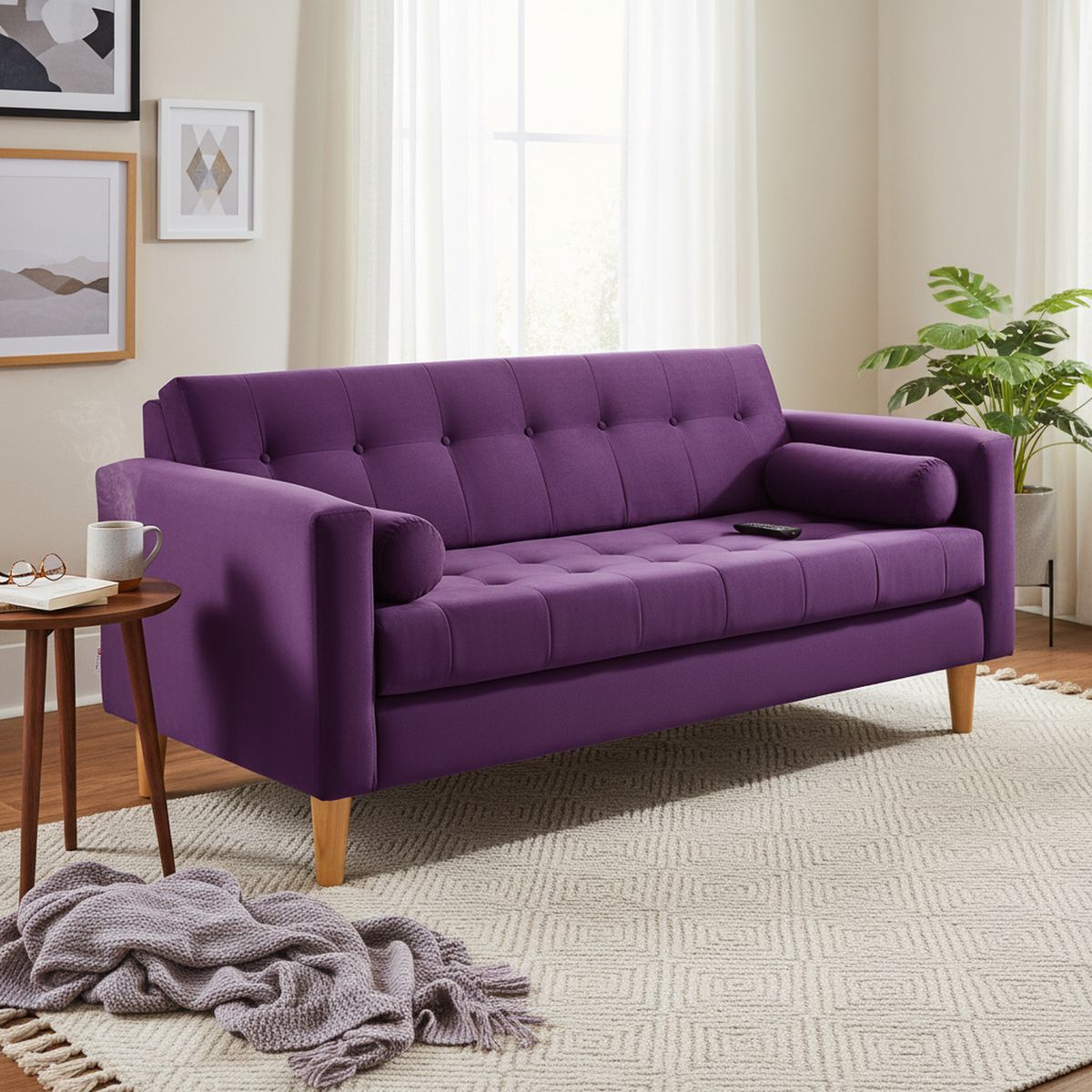 BODEVIR - Sofa Retro 3 Cuerpos Felpa 04