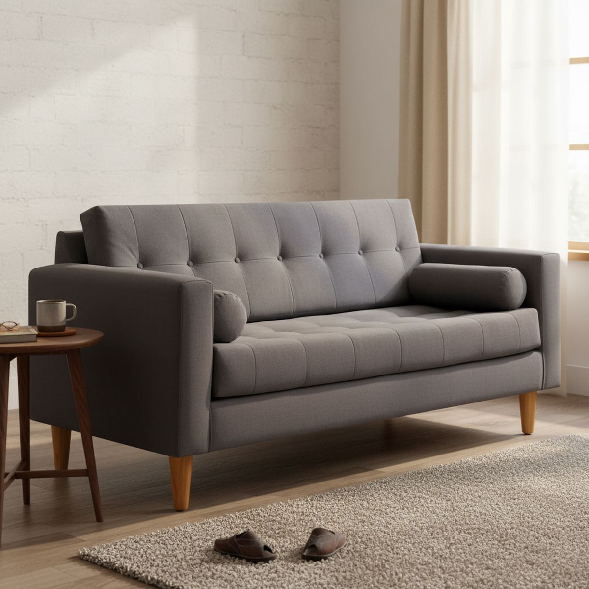 BODEVIR - Sofa Retro 3 Cuerpos Felpa 04