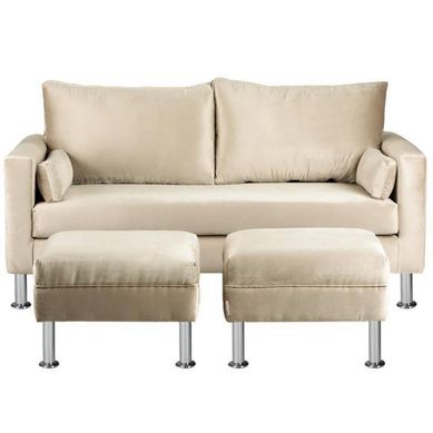 Sofa Sky 3C  2 poufs Felpa 12 Beige