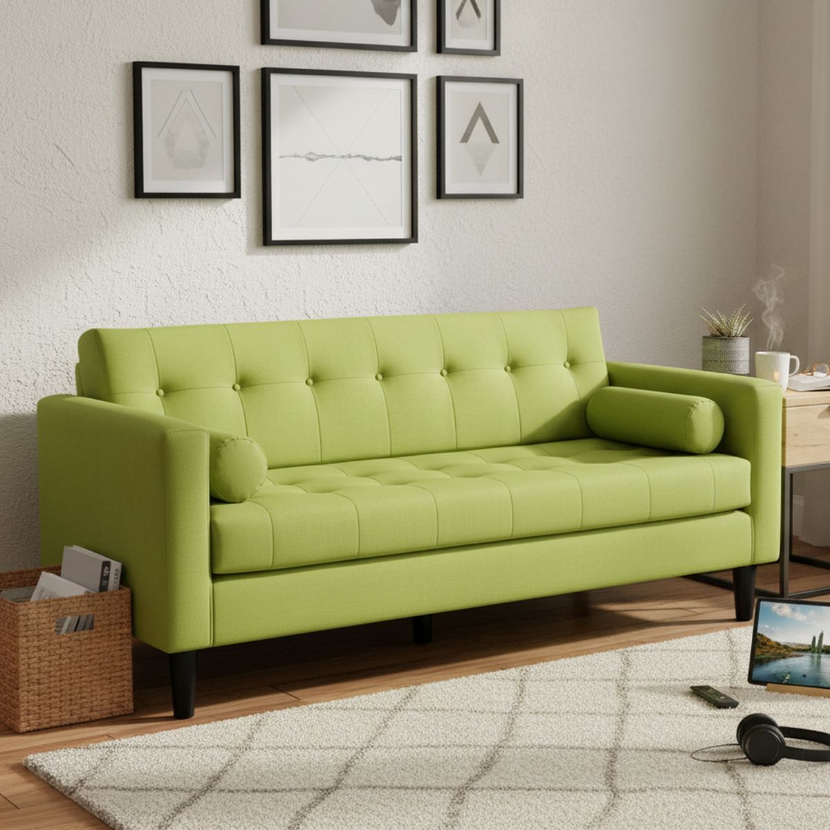 BODEVIR - Sofa Retro 3 Cuerpos Felpa 00