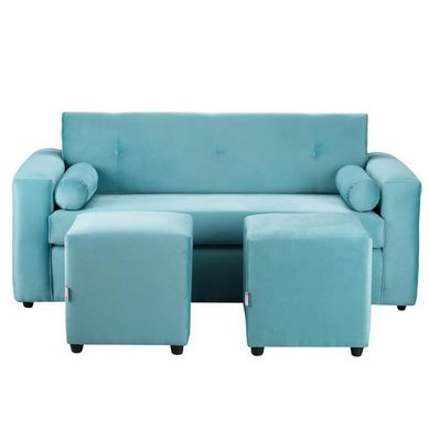 Sofa Vivo 3C  2 Poufs felpa 30 Turquesa