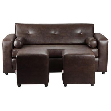 Sofa Vivo 3C  2 Poufs  PU 30 Chocolate