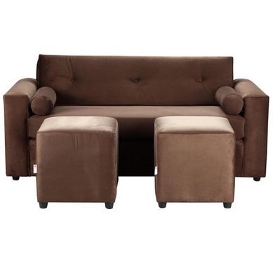 Sofa Vivo 3C  2 Poufs felpa 30 Chocolate