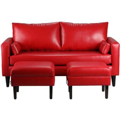 Sofa Sky 3C  2 poufs  PU 00 Rojo
