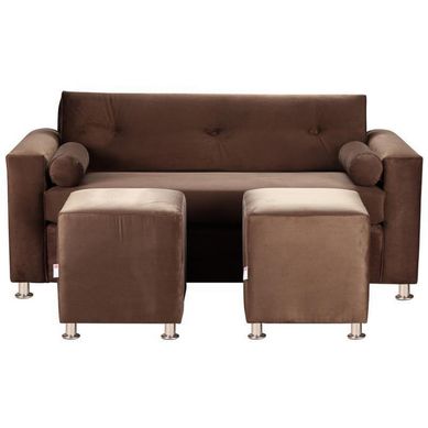 Sofa Vivo 3C  2 Poufs felpa 12 Chocolate
