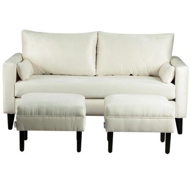 Sofa Sky 3C  2 poufs  Felpa 00 Crudo