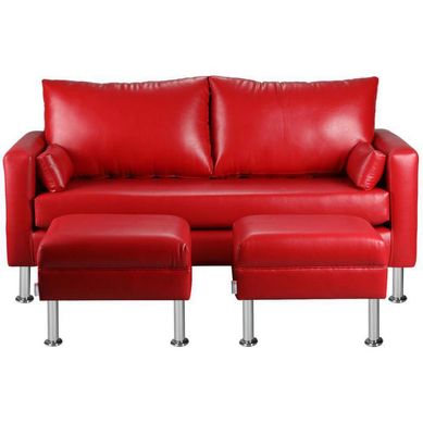 Sofa Sky 3C  2 poufs  PU 12 Rojo