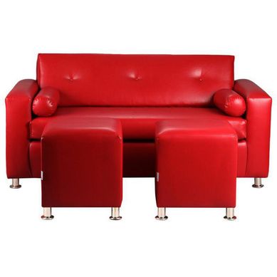 Sofa Vivo 3C  2 Poufs  PU 12 Rojo