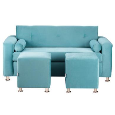 Sofa Vivo 3C  2 Poufs felpa 12 Turquesa