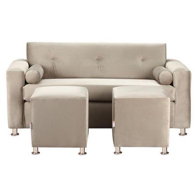 Sofa Vivo 3C  2 Poufs felpa 12 Beige