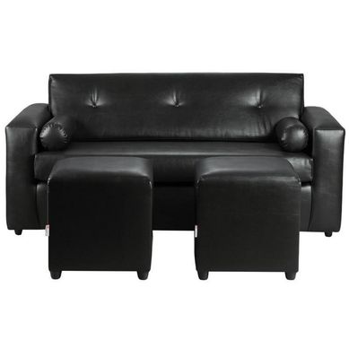 Sofa Vivo 3C  2 Poufs  PU 30 Negro