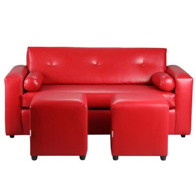 Sofa Vivo 3C  2 Poufs  PU 30 Rojo