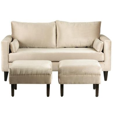 Sofa Sky 3C  2 poufs  Felpa 00 Beige