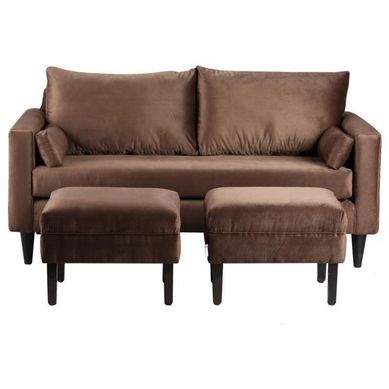 Sofa Sky 3C  2 poufs  Felpa 00 Chocolate