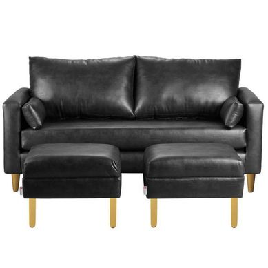 Sofa Sky 3C  2 poufs  PU 01 Negro