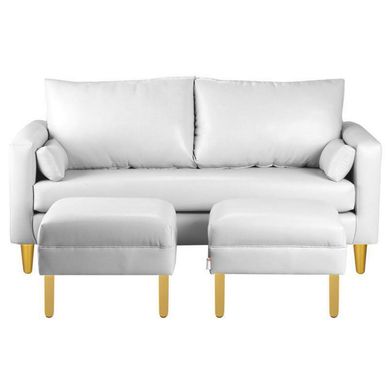 Sofa Sky 3C  2 poufs  PU 01 Blaco