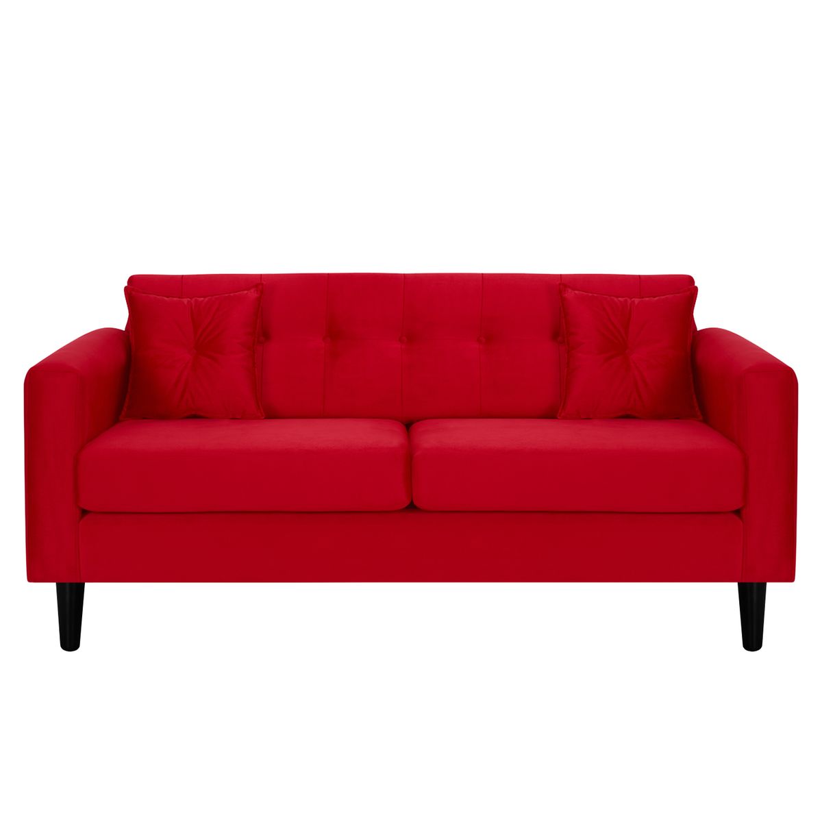 BODEVIR - Sofá 3 cuerpos 2 Pouf New Retro 170x76x79 cm Rojo
