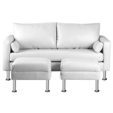Sofa Sky 3C  2 poufs  PU 12 Blanco