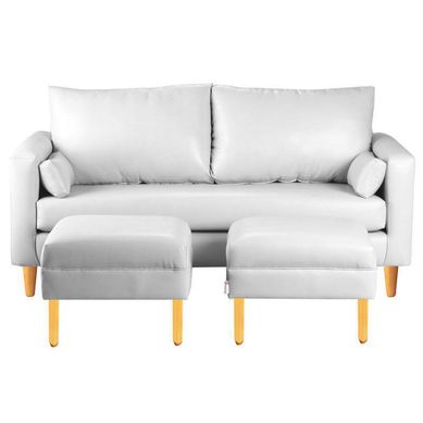 Sofa Sky 3C  2 poufs PU 04 Blanco