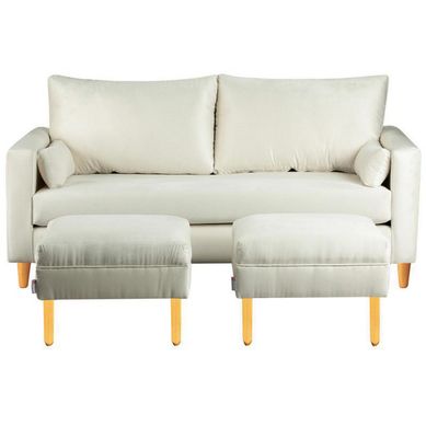 Sofa Sky 3C  2 poufs Felpa 04 Crudo