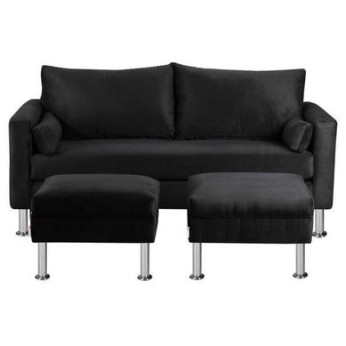 Sofa Sky 3C  2 poufs Felpa 12 Negro
