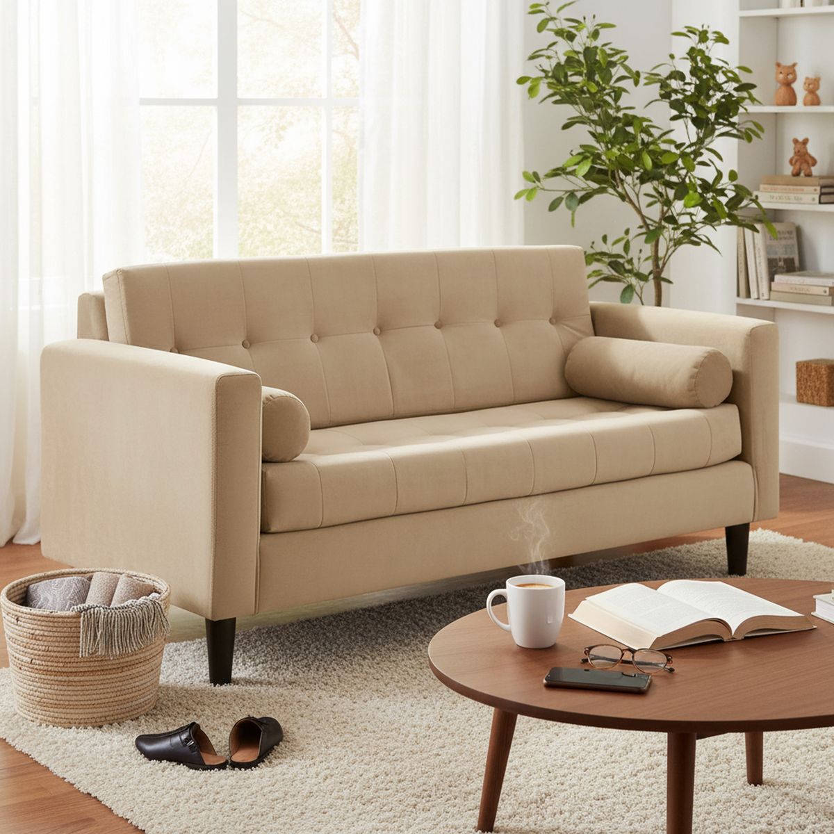 BODEVIR - Sofa Retro 3 Cuerpos Felpa 00