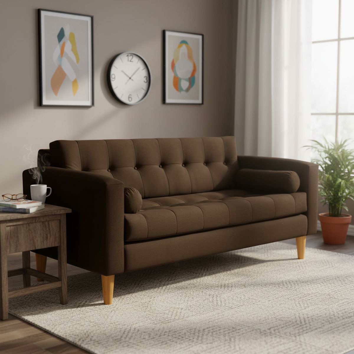 BODEVIR - Sofa Retro 3 Cuerpos Felpa 04