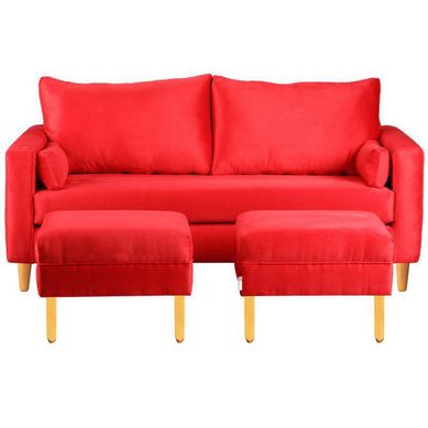 Sofa Sky 3C  2 poufs Felpa 04 Rojo