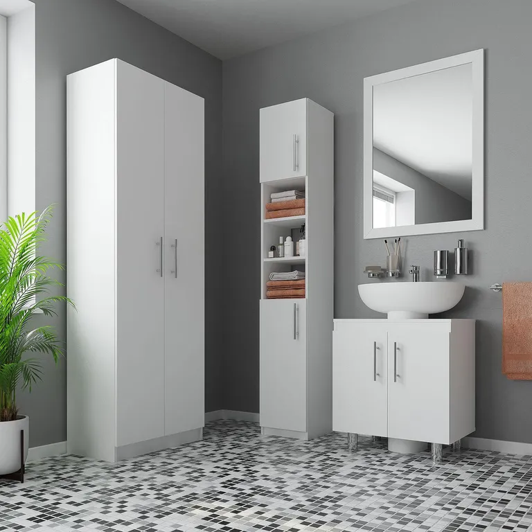 Estante Para Baño 2 Puertas 30X30X180 Cm