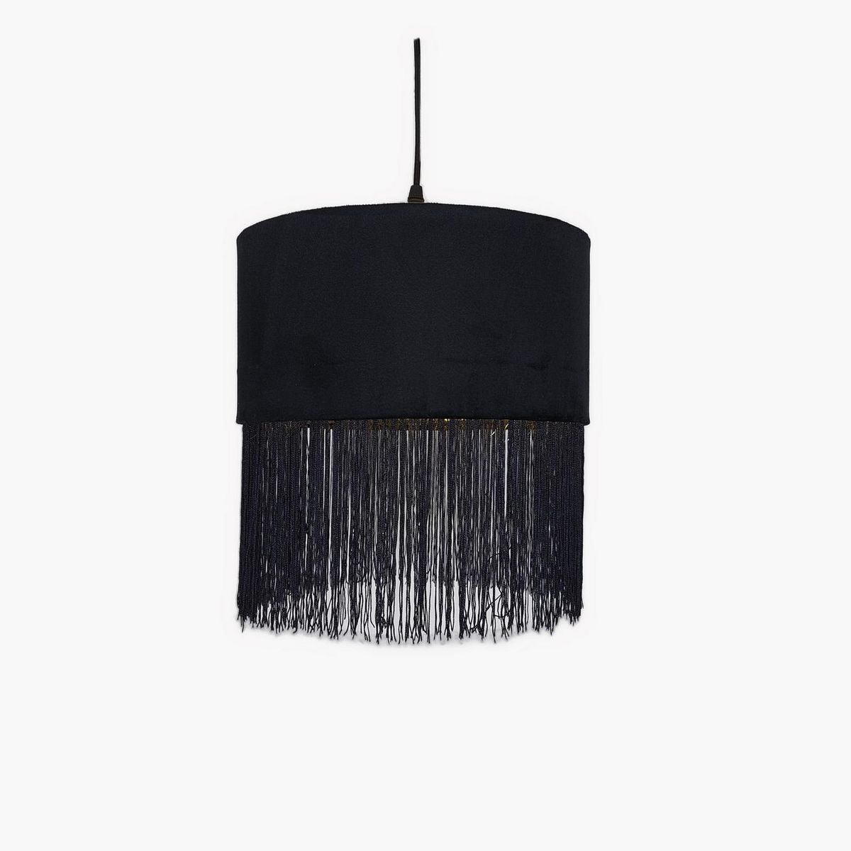 CONCEPT - Lámpara colgar flecos de seda con pantalla tela interior dorado