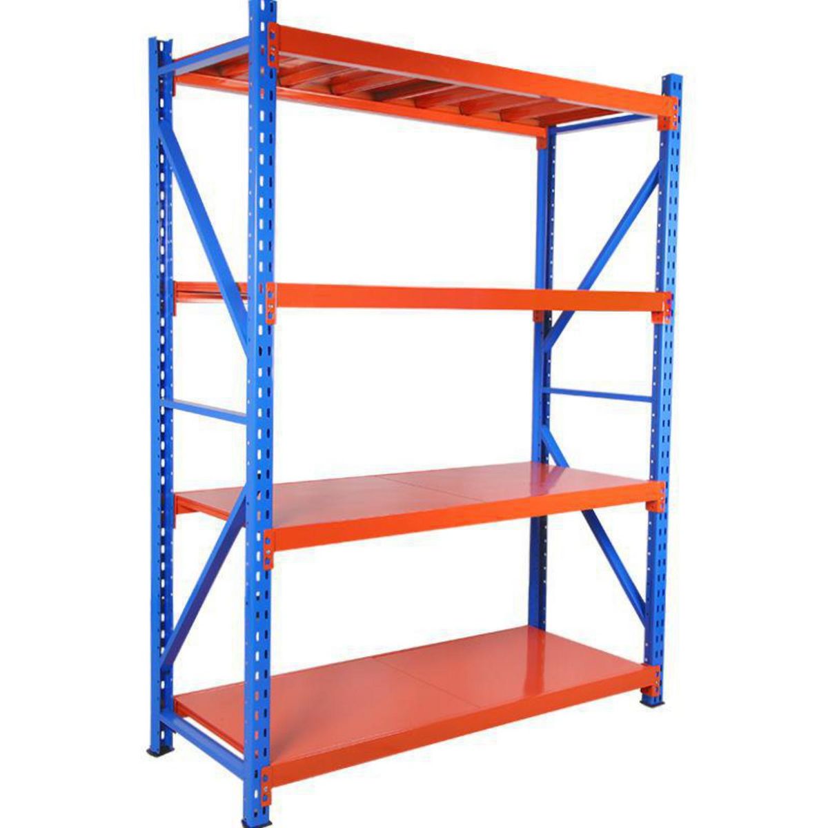 METALBREIN - Rack Estante Acero 4 Nivel(es) 200x200x60 cm Azul/Naranjo