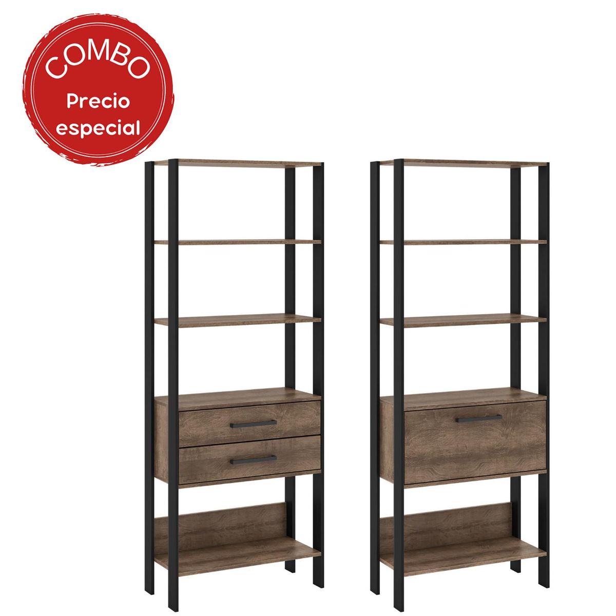 MOBILFRANK - Combo estante puerta + estante cajones