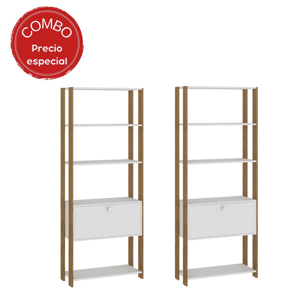 MOBILFRANK - Combo 2 estantes puerta blanco nogal