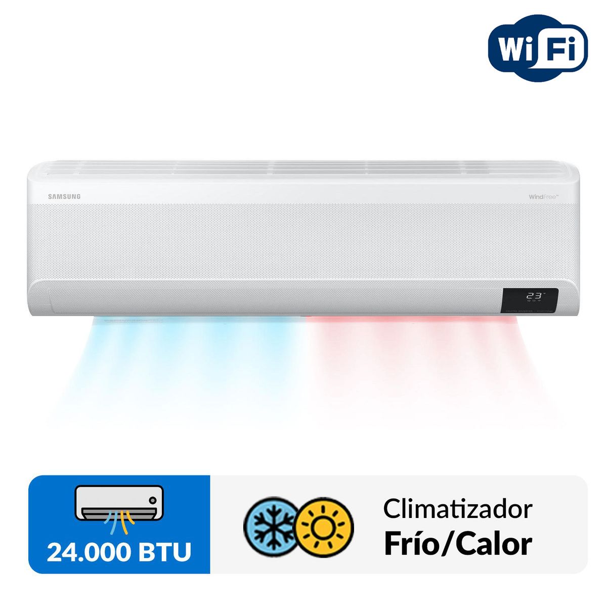 SAMSUNG - Aire Acondicionado Split Inverter 24000 BTU frío/calor Wind-Free Wifi